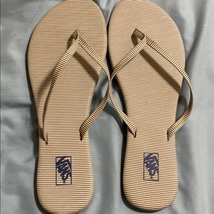 Grey & white striped Vans thong sandals